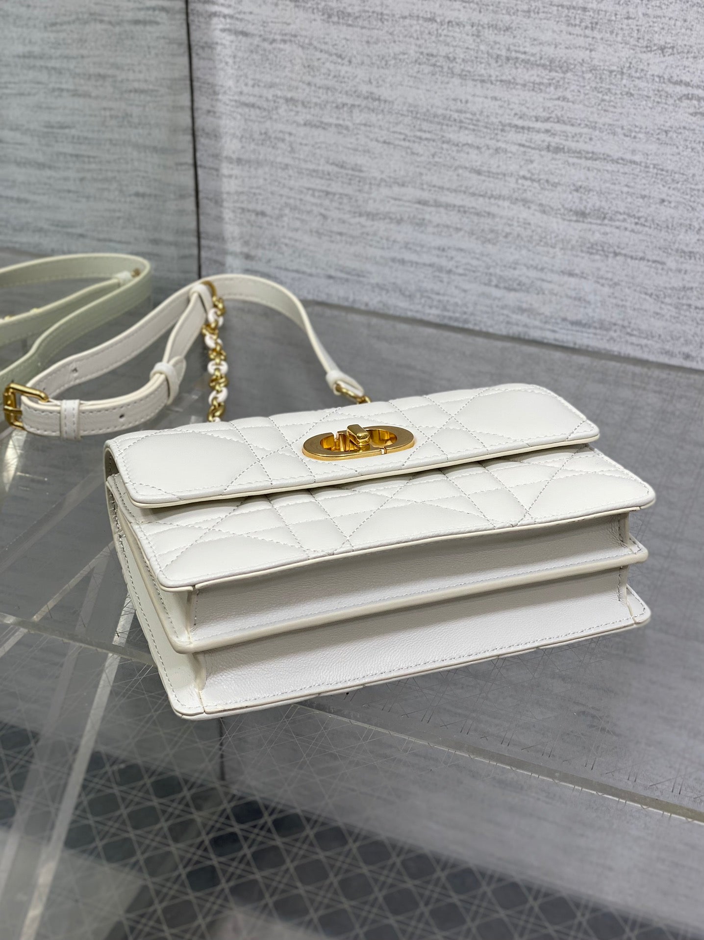 MISS CARO MINI 17 BAG IN WHITE MACROCANNAGE LAMBSKIN