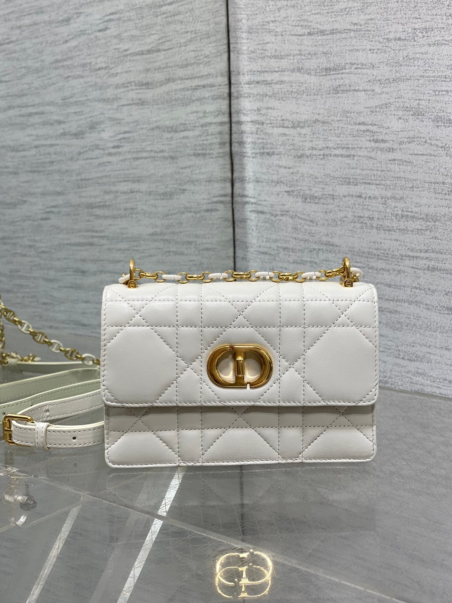 MISS CARO MINI 17 BAG IN WHITE MACROCANNAGE LAMBSKIN