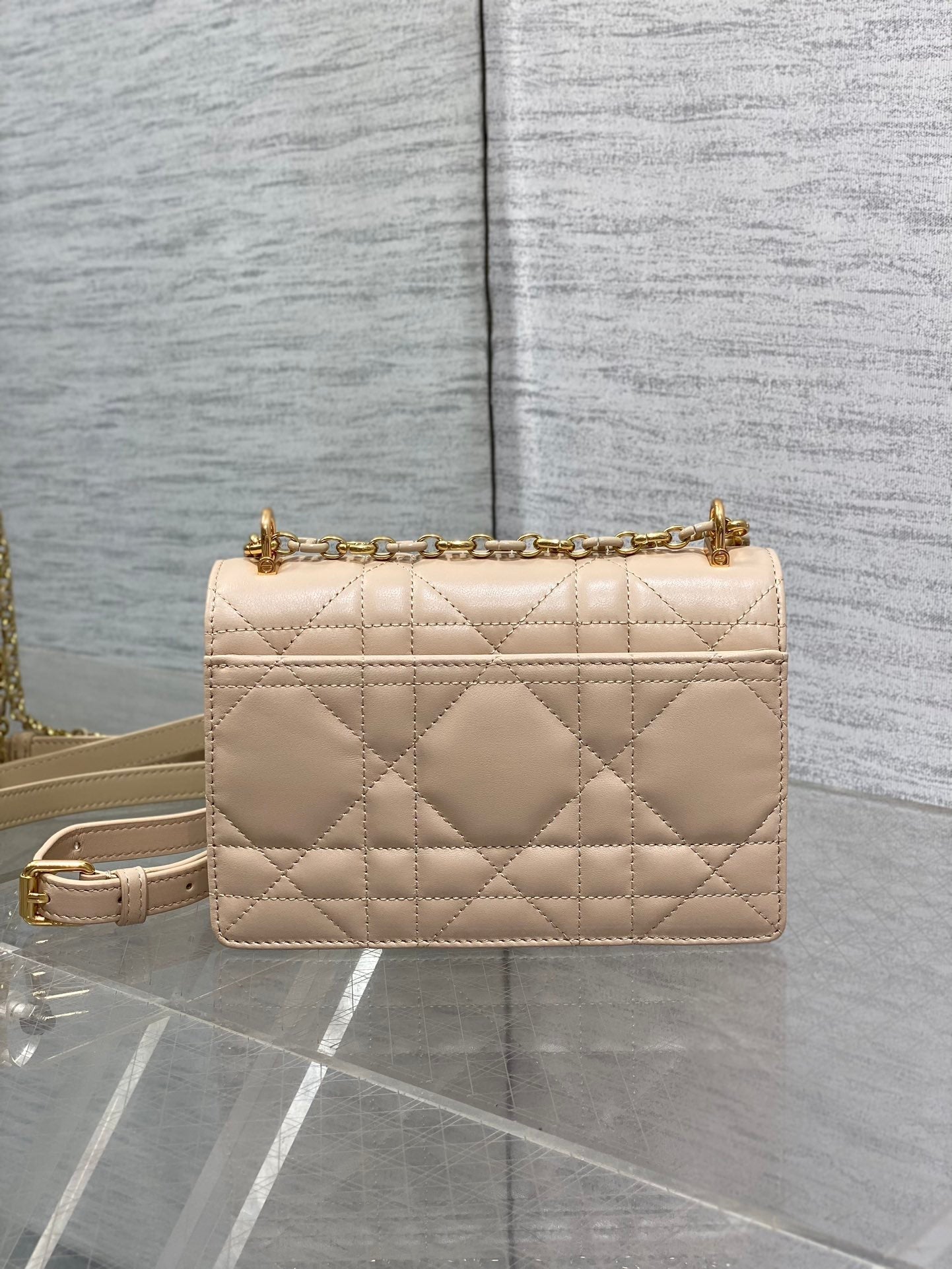 MISS CARO MINI 17 BAG IN POWDER BEIGE MACROCANNAGE LAMBSKIN