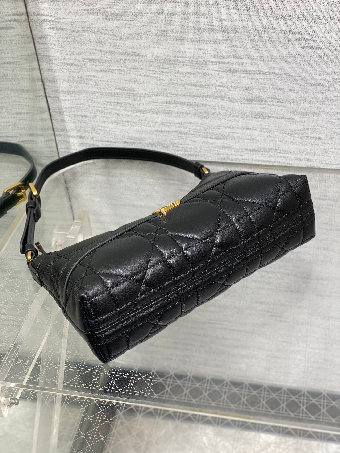 MISS CARO CIGALE MINI 24 BAG IN BLACK MACROCANNAGE LAMBSKIN