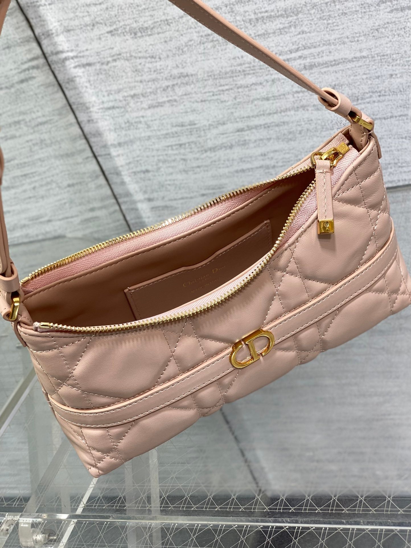 MISS CARO CIGALE MINI 24 BAG IN POWDER PINK MACROCANNAGE LAMBSKIN