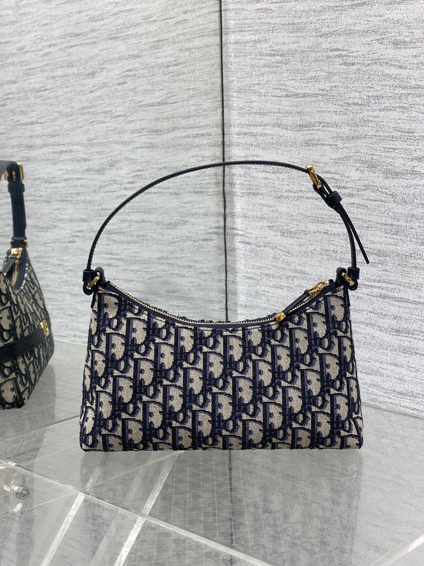 MONTAIGNE CIGALE MINI 24 BAG IN BLUE DIOR OBLIQUE JACQUARD