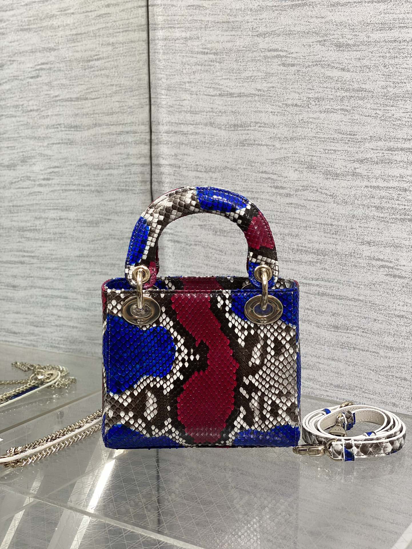 MINI 17 LADY BAG IN COLORFUL SNAKESKIN PATTERN LAMBSKIN 225981