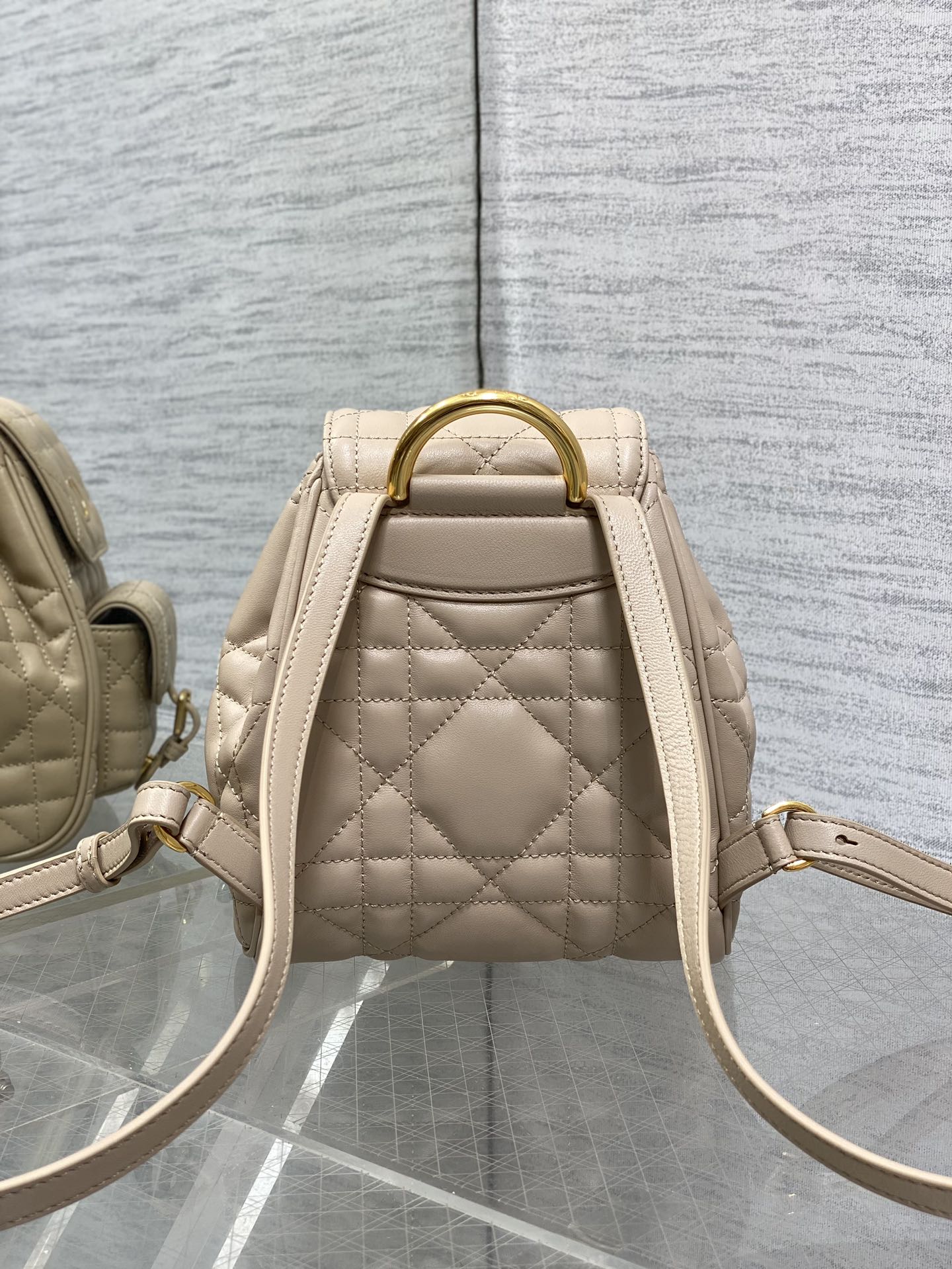 SMALL 20 CARO BACKPACK IN ALMOND BEIGE MACROCANNAGE LAMBSKIN