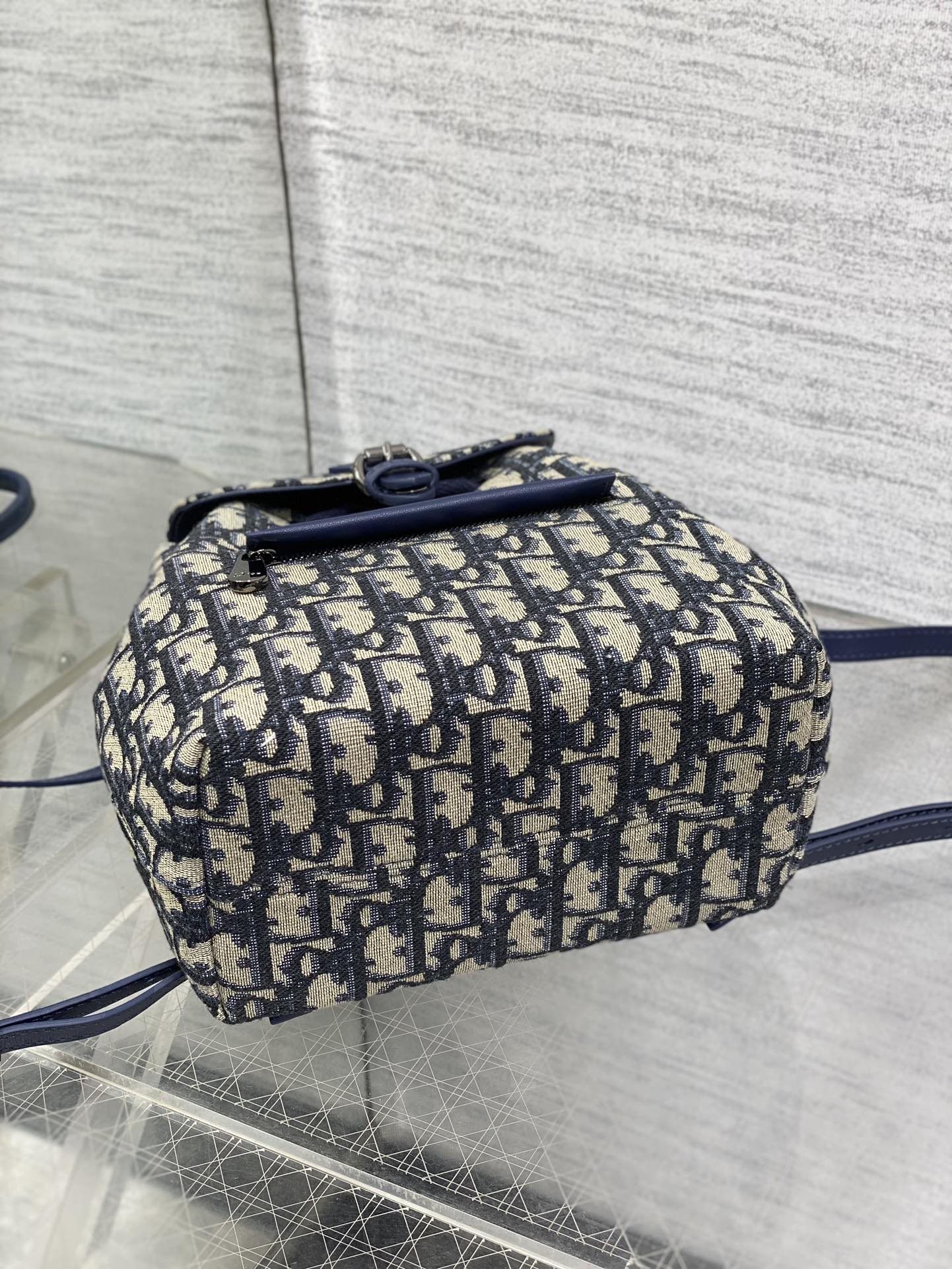 BACKPACK 19 IN BLUE OBLIQUE MONOGRAM JACQUARD