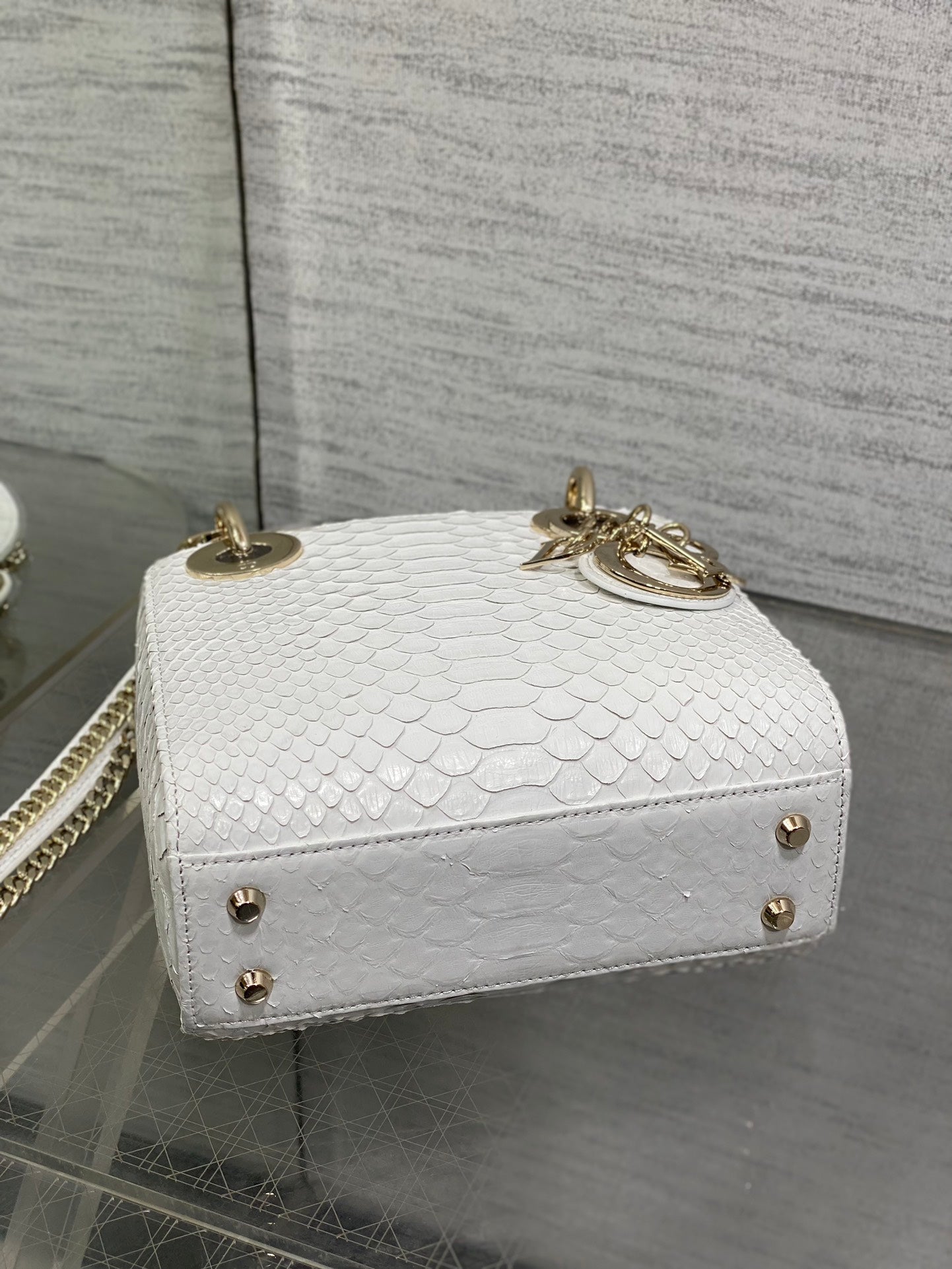 MINI 17 LADY BAG IN WHITE SNAKESKIN PATTERN LAMBSKIN