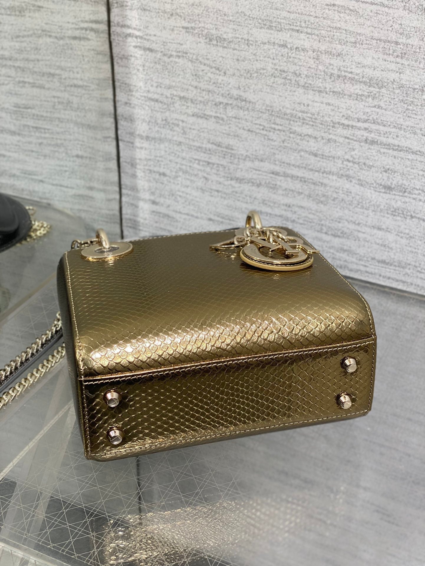 MINI 17 LADY BAG IN GOLD METALLIC LAMBSKIN