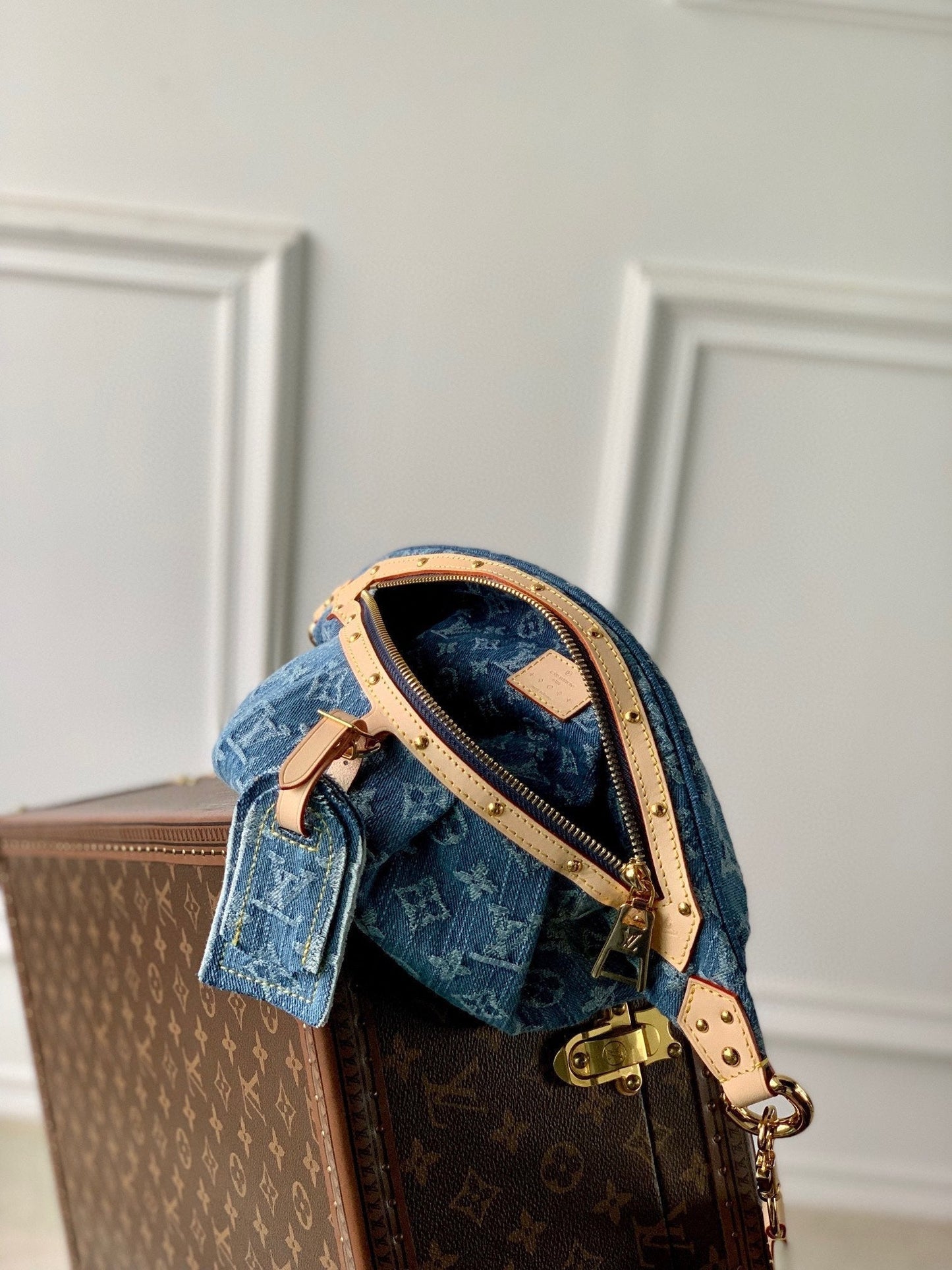 HIGH RISE 38 IN BLUE MONOGRAM DENIM GOLD HARDWARE