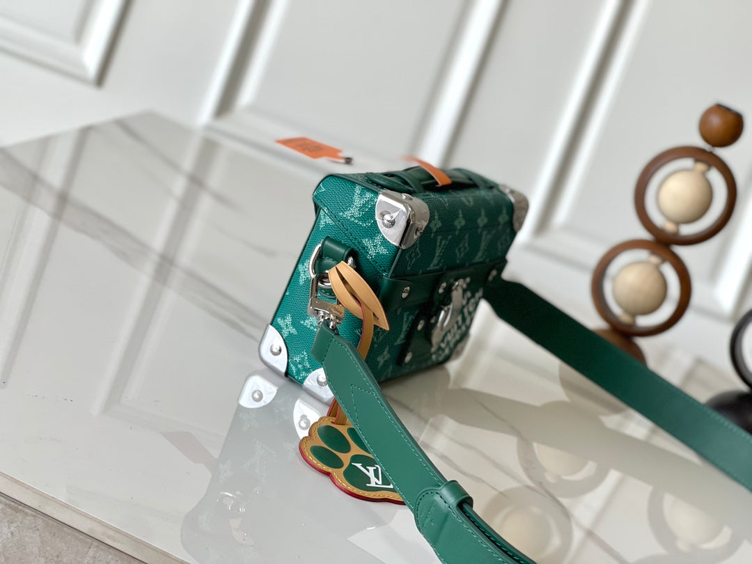 SOUL TRUNK 19 IN GREEN MONOGRAM HERITAGE CANVAS SILVER HARDWARE