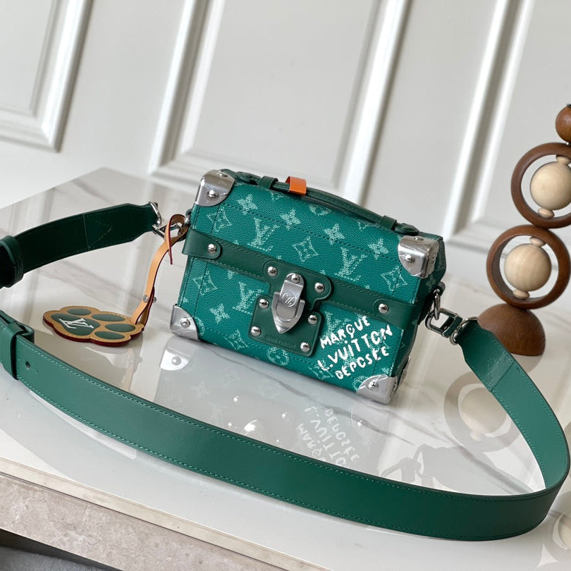 SOUL TRUNK 19 IN GREEN MONOGRAM HERITAGE CANVAS SILVER HARDWARE