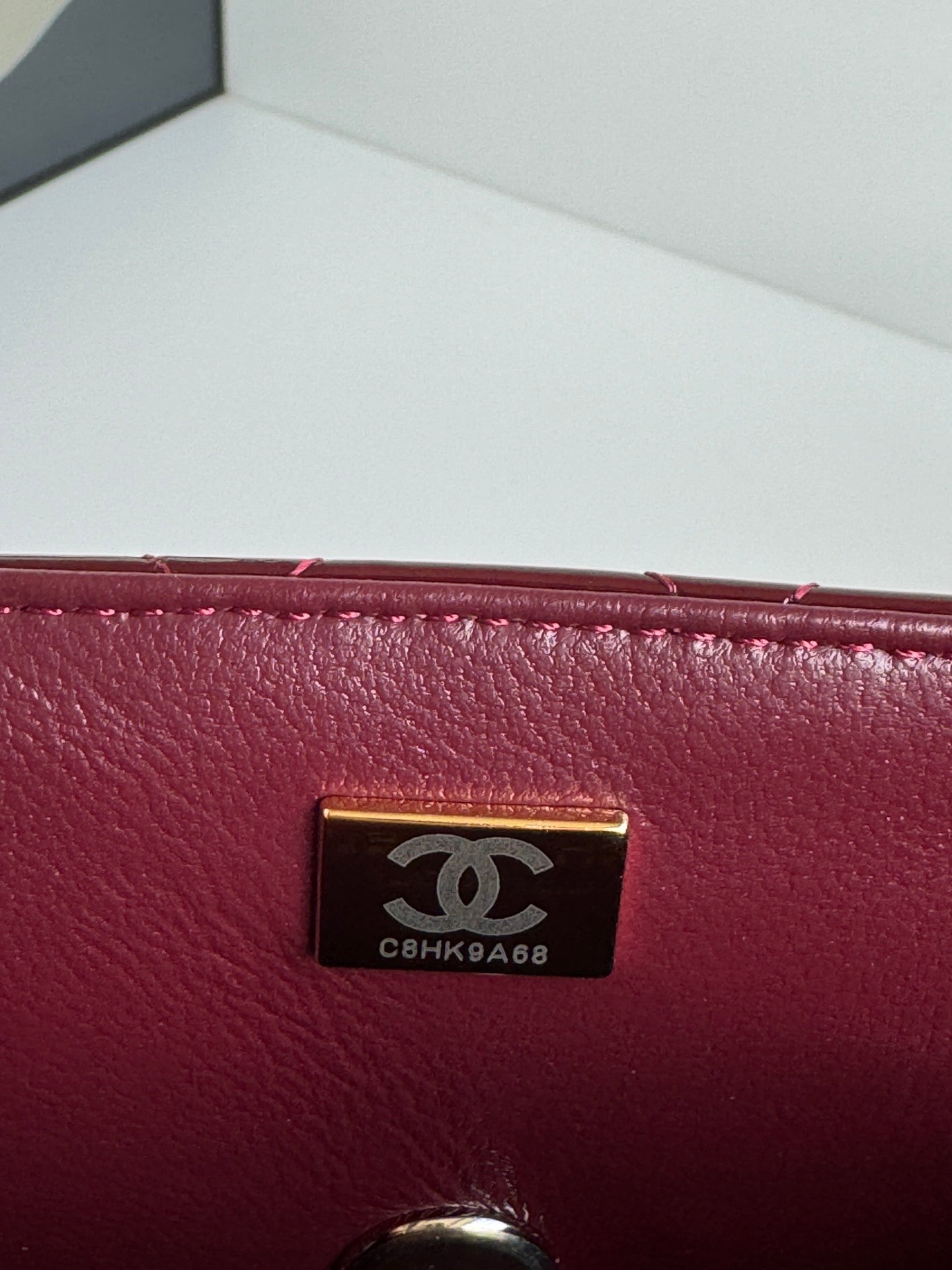 MINI FLAP BAG 20 IN MAHOGANY RED GLOSSY CALFSKIN GOLD HARDWARE