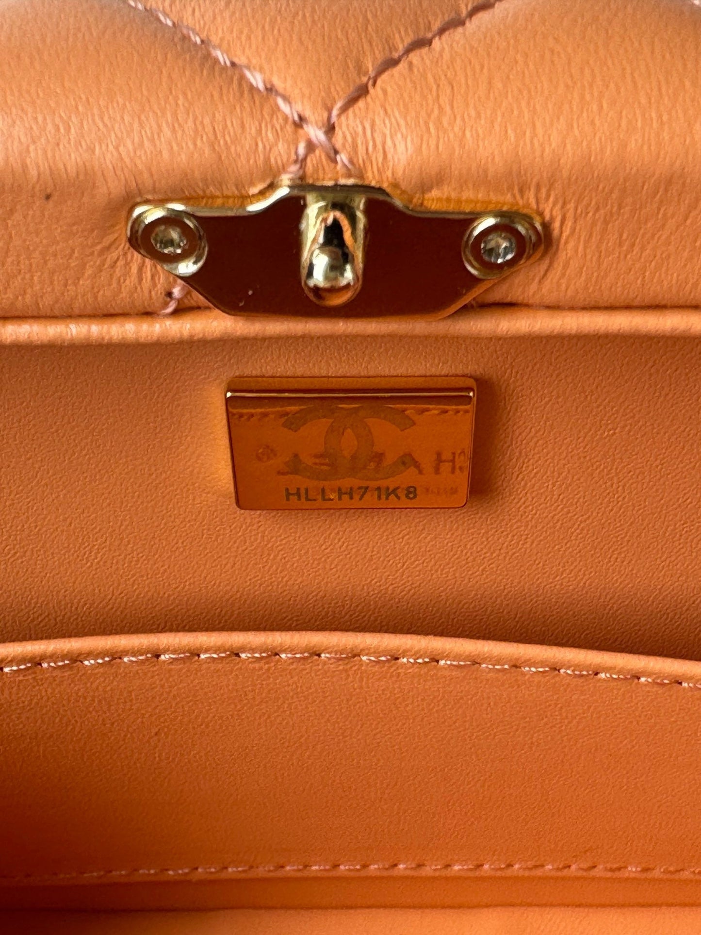 SMALL BOX BAG 18 IN CARROT LAMBSKIN GOLD HARDWARE