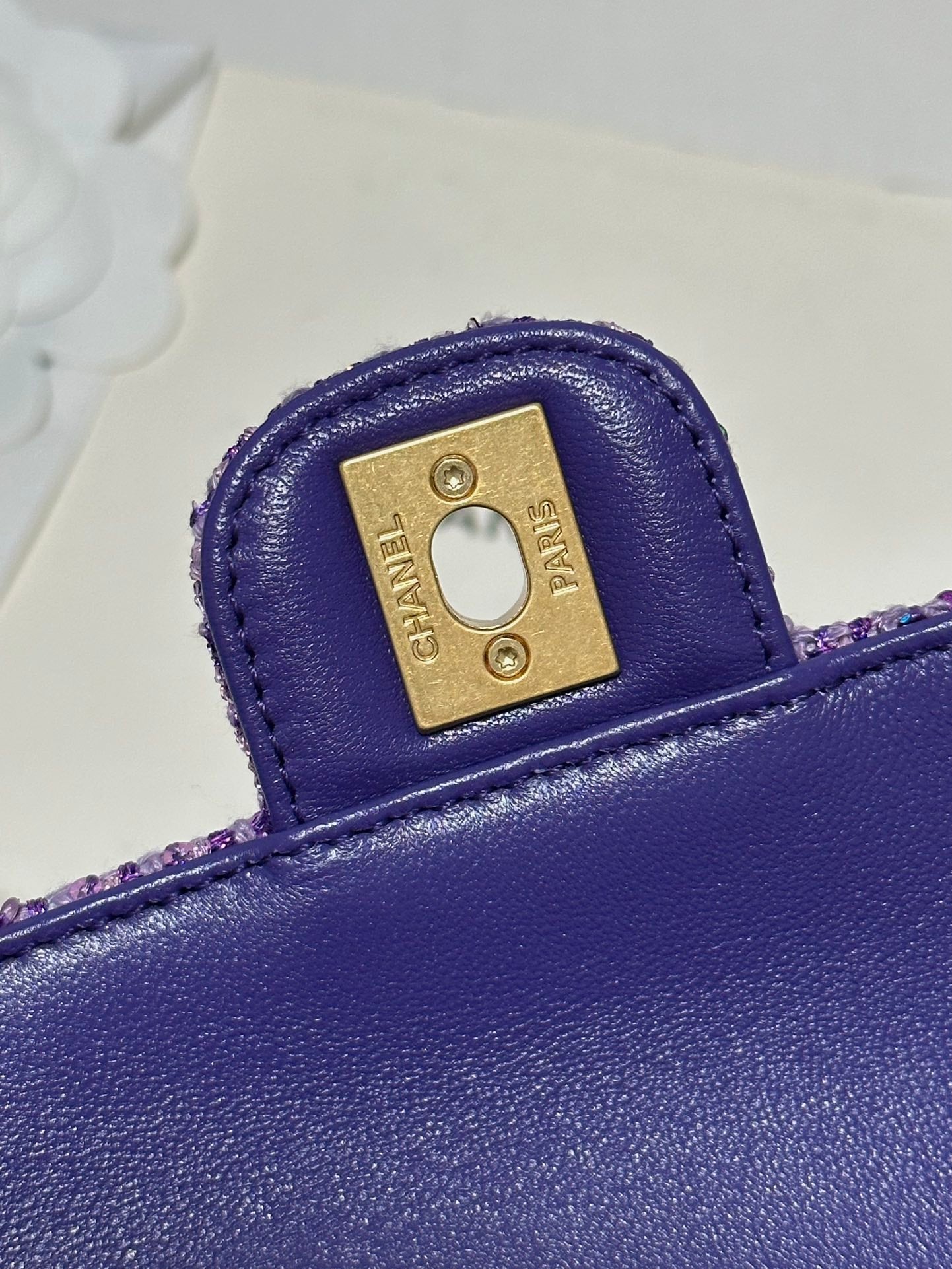 CC MINI 21 FLAP BAG IN VIOLET PURPLE WOOL TWEED