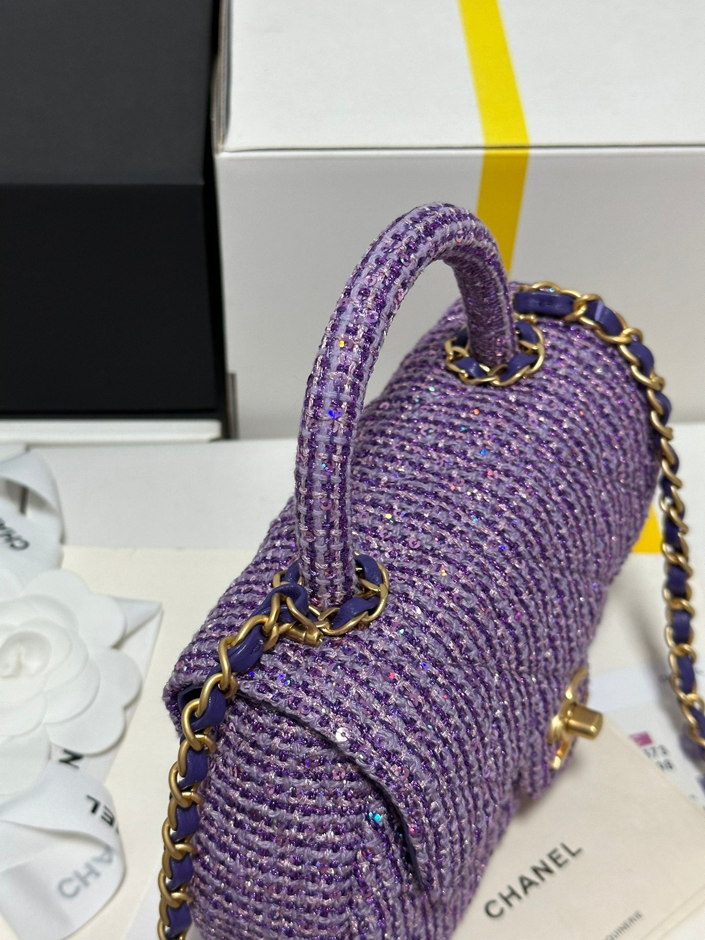 CC MINI 21 FLAP BAG IN VIOLET PURPLE WOOL TWEED