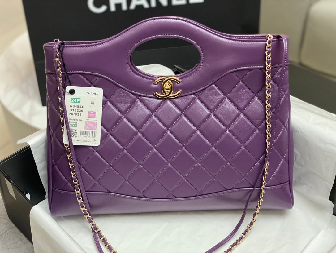 CC 39 LARGE SHOPPING BAG IN VIOLET CALFSKIN