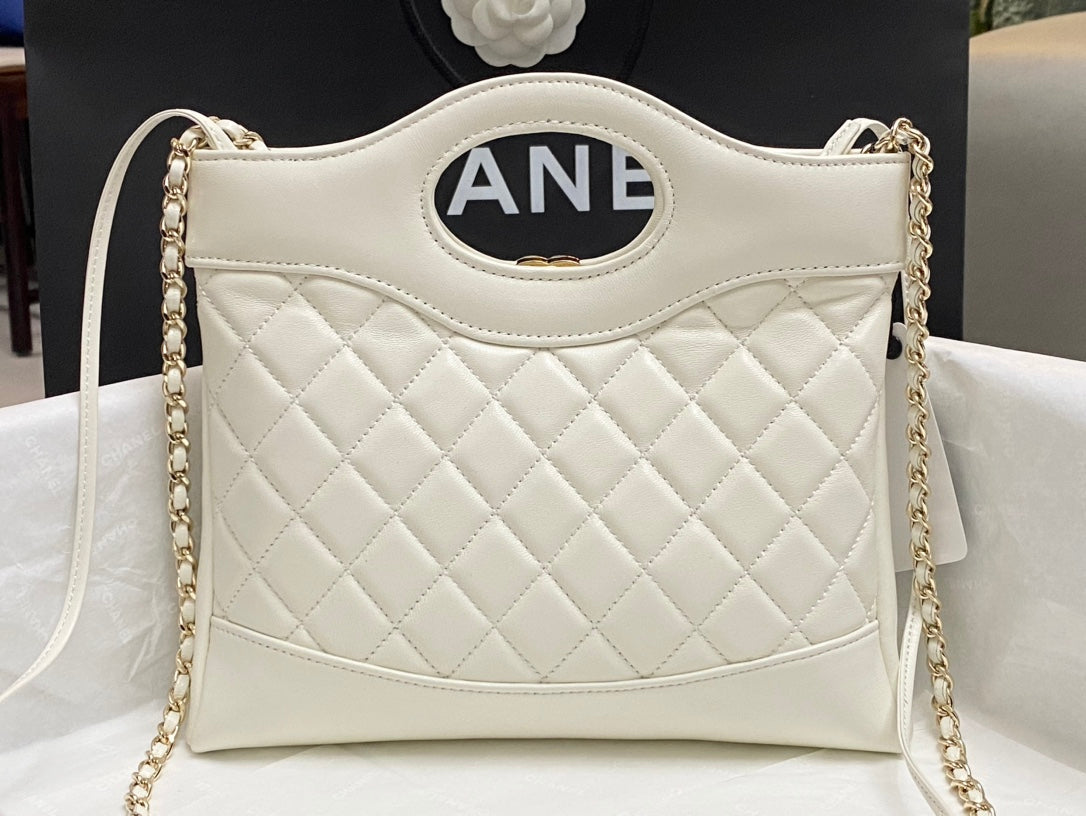 CC MINI 23 SHOPPING BAG IN WHITE CALFSKIN