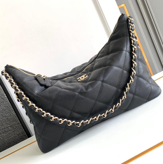 CC HOBO 35 BAG IN BLACK LAMBSKIN