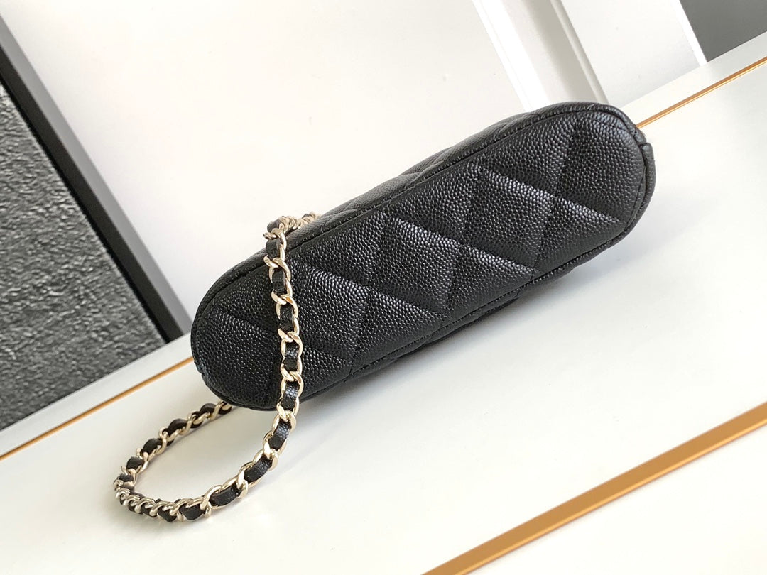 CC MINI 16 CAVIAR CLUTCH IN BLACK CALFSKIN