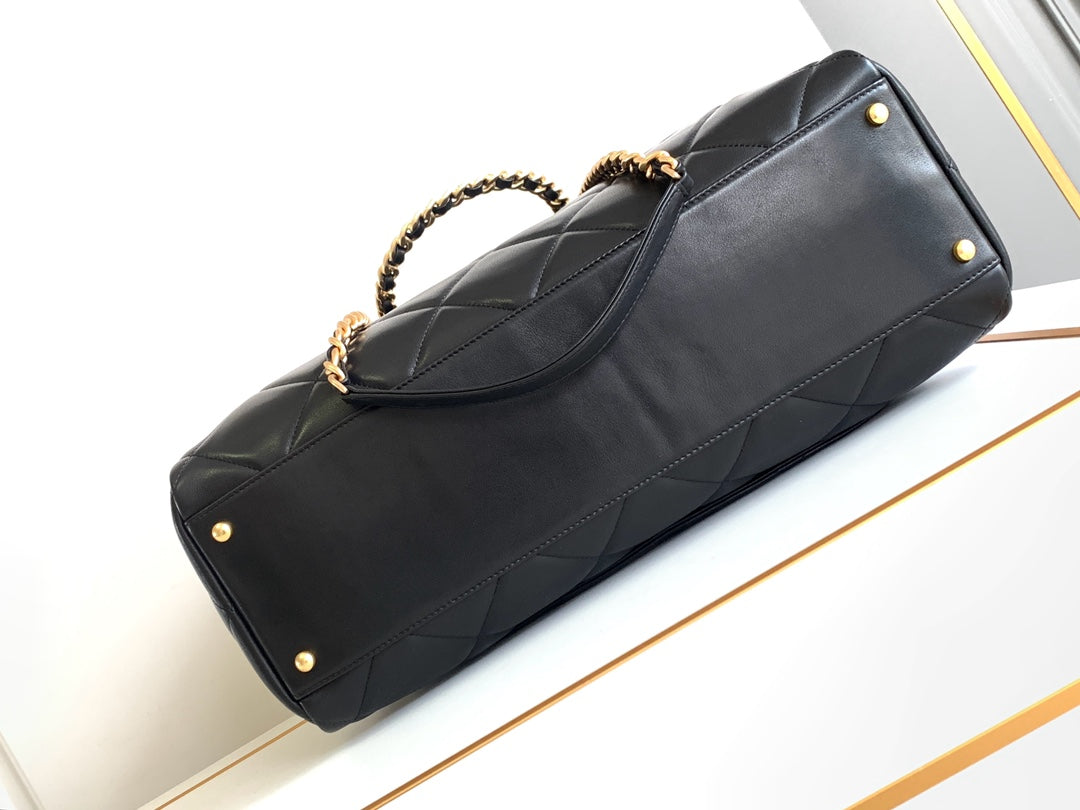 CC 40 MAXI BOWLING BAG IN BLACK CALFSKIN GOLD HARDWARE