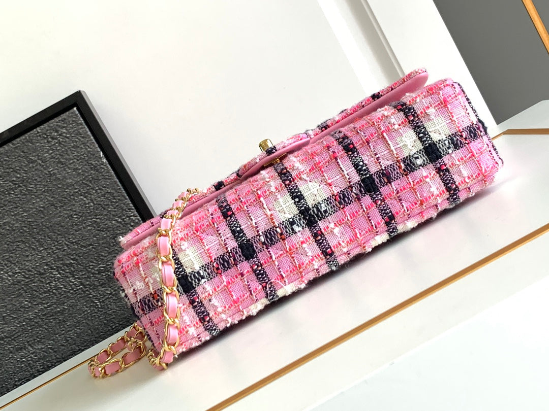 CC MINI 20 CLASSIC BAG IN LIGHT PINK MIX BLACK WOOL TWEED