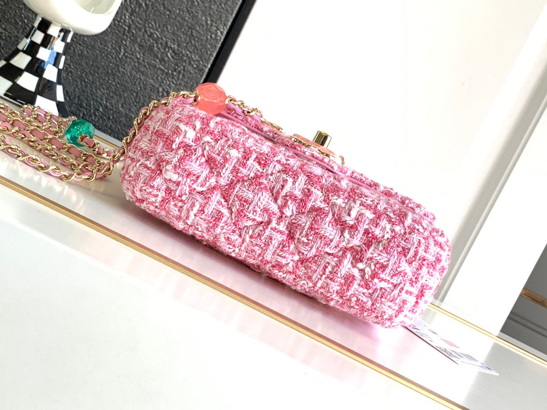 CC Mini 23P Bag 16cm Pink Woolen Plastic Bag