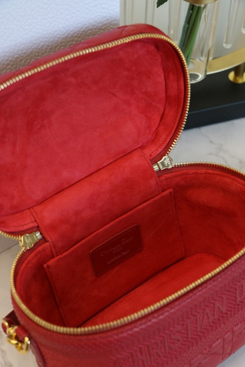 SMALL TRAVEL VANITY RED LAMBSKIN